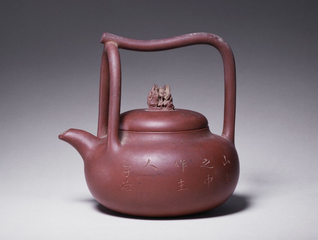 图片[1]-Yixing Yaozi Smelted Purple Sand Beam Kettle-China Archive